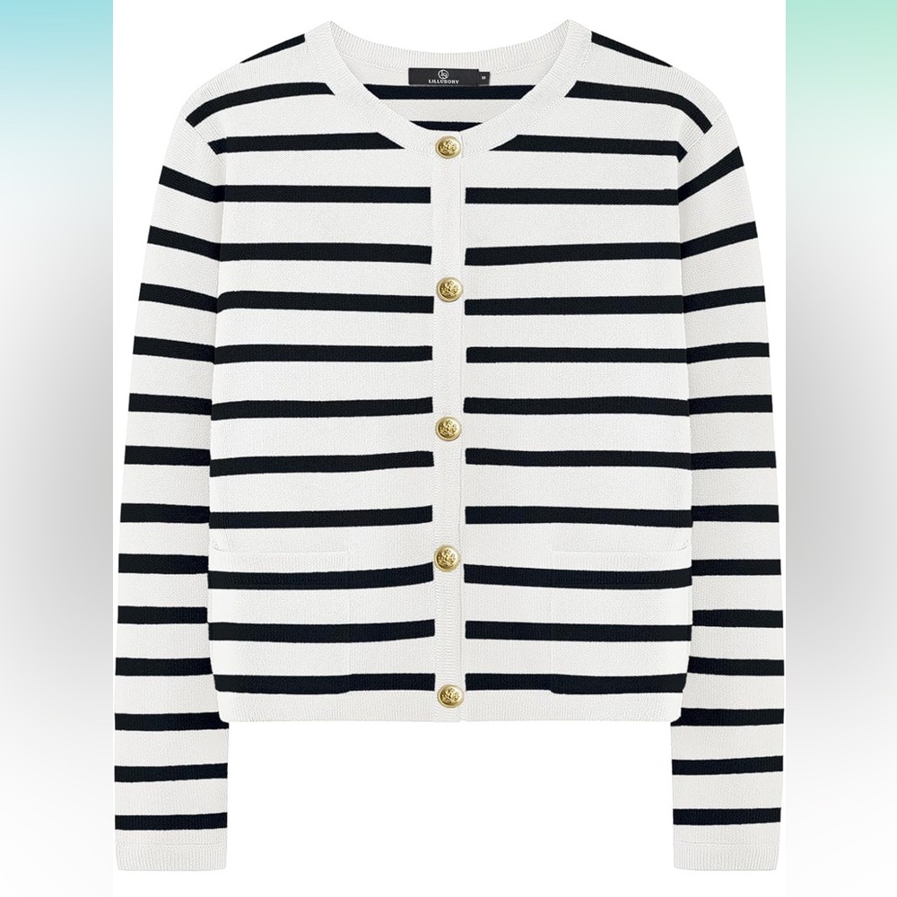 COPY - NWT Striped Cardigan Sweater, Long Sleeve Tops Casual Knit Lady Jacket